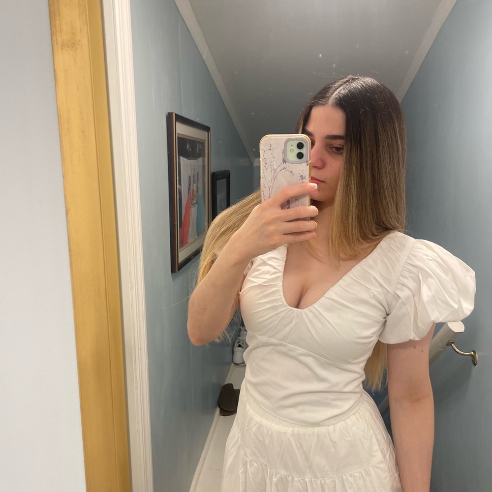 Abercrombie & Fitch White Puff Sleeve top